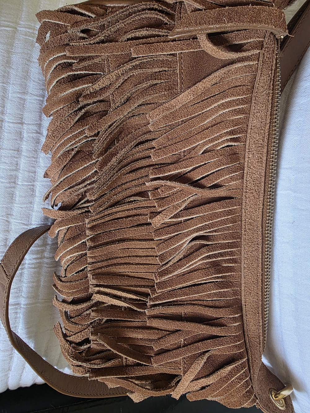 Haute Hippie Chestnut Brown Suede Fringe Shoulder Bag - Picture 4 of 12